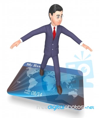 Debit Card Shows Business Person And Bankruptcy 3d Rendering Stock Image