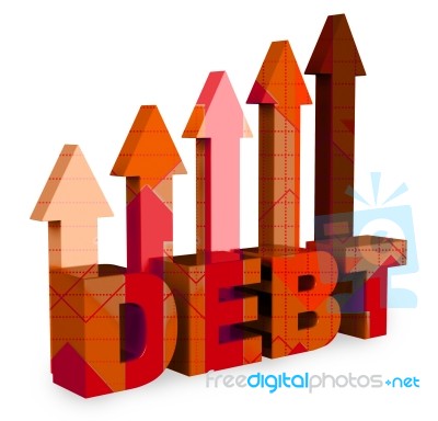 Debt Arrows Means Financial Obligation And Bankruptcy 3d Renderi… Stock Image