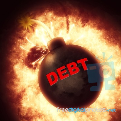 Debt Bomb Represents Financial Obligation And Bankruptcy Stock Image