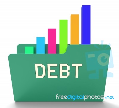 Debt File Shows Financial Obligation 3d Rendering Stock Image