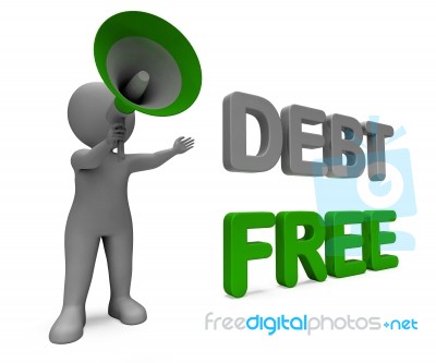 Debt Free Character Means Financial Freedom Credit Or No Liabili… Stock Image