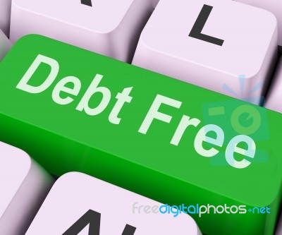 Debt Free Key Means Financial Freedom
 Stock Image