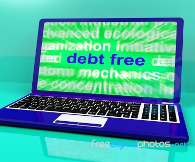 Debt Free Laptop Means Financial Freedom And No Liability
 Stock Image