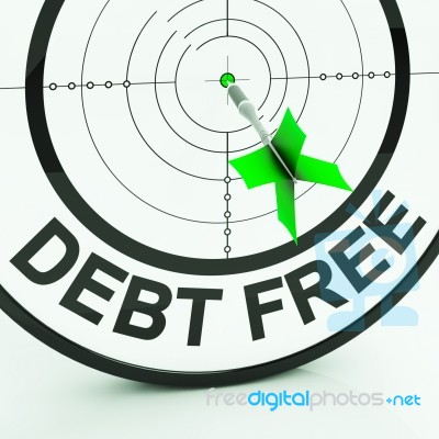 Debt Free Shows Wealth With Zero Loans Stock Image