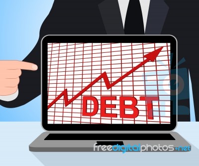 Debt Graph Chart Displays Increase Financial Indebted Stock Image