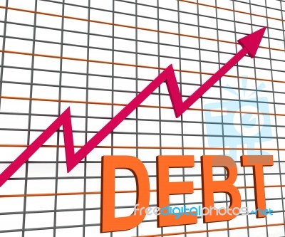 Debt Graph Chart Shows Increasing Financial Indebted Stock Image