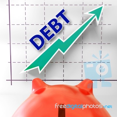 Debt Graph Means Money Due And Liabilities Stock Image