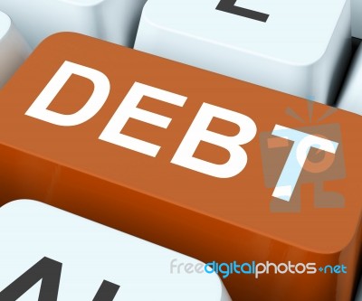 Debt Key Show Indebtedness Or Liabilities
 Stock Image