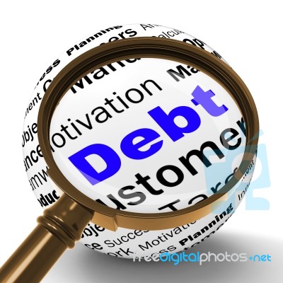 Debt Magnifier Definition Means Financial Crisis And Obligations… Stock Image