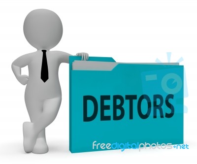 Debtors Folder Indicates Lender Debt 3d Rendering Stock Image