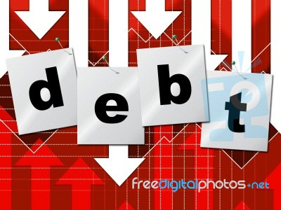 Debts Debt Shows Liability Financial And Owning Stock Image