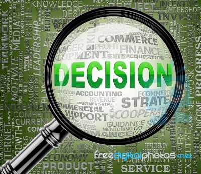 Decision Magnifier Indicates Choose Decided 3d Rendering Stock Image