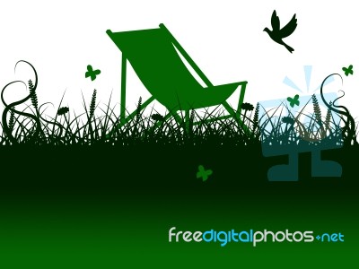 Deck Chair Means Green Grass And Summer Stock Image