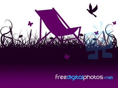 Deck Chair Shows Flower Garden And Environment Stock Image