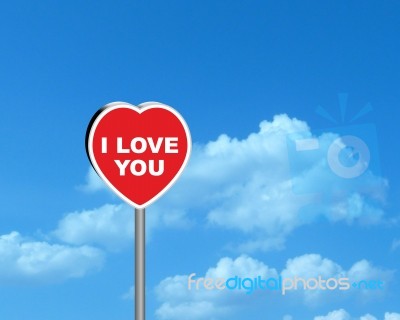 Declaration Love Road Sign On Sky Stock Image