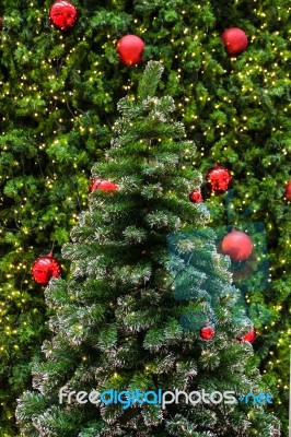 Decorated Christmas Tree With Electric Light And Christmas Balls… Stock Photo