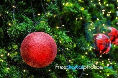 Decorated Christmas Tree With Electric Light And Christmas Balls… Stock Photo