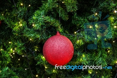 Decorated Christmas Tree With Electric Light And Christmas Balls… Stock Photo