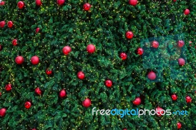 Decorated Christmas Tree With Electric Light And Christmas Balls… Stock Photo