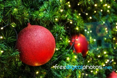 Decorated Christmas Tree With Electric Light And Christmas Balls… Stock Photo