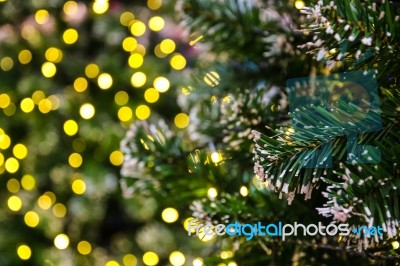 Decorated Christmas Tree With Electric Light And Christmas Balls… Stock Photo