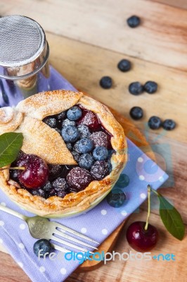 Decorated Homemade Shortcrust Pastry Berry Pie Stock Photo