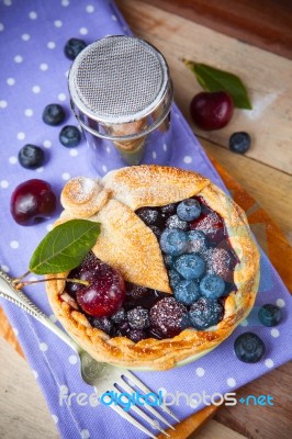 Decorated Homemade Shortcrust Pastry Berry Pie Stock Photo