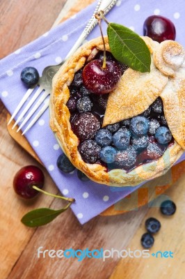 Decorated Homemade Shortcrust Pastry Berry Pie Stock Photo