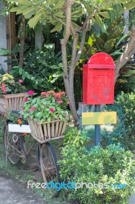 Decorated Items In The Garden Stock Photo