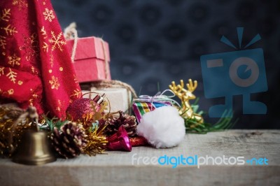 Decoration And Gift On Wooden Stock Photo