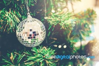 Decoration Hanging From Christmas Tree Stock Photo