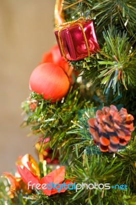 Decoration On Christmas Tree Stock Photo