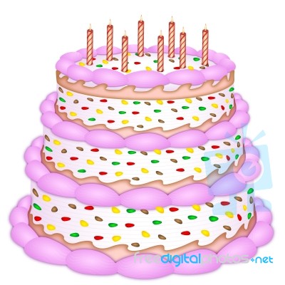 Decorative Birthday Cake Stock Image