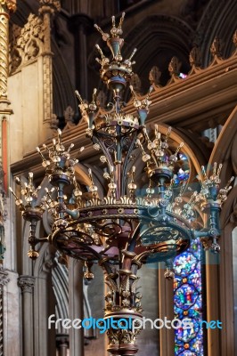 Decorative Light Fitting In Ely Cathedral Stock Photo