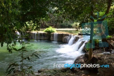 Deep Forest Waterfall In Saraburi, Thailand Stock Photo