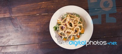 Deep Fried Calamari Rings And Salad Stock Photo