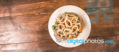 Deep Fried Calamari Rings And Salad Stock Photo