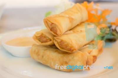 Deep Fried Vegetable Spring Rolls Stock Photo