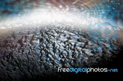 Deep Space And Planet Surface Stock Photo