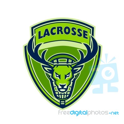 Deer Buck Stag Lacrosse Crest Stock Image