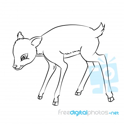 Deer Rat Cartoon - Line Drawn Stock Image