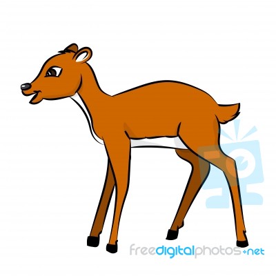 Deer Rat Cartoon - Line Drawn  Stock Image