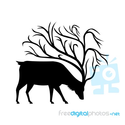 Deer With Tree Antlers Mascot Stock Image