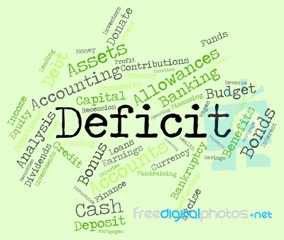 Deficit Word Indicates Financial Obligation And Debt Stock Image