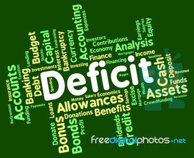 Deficit Word Means Bad Debt And Deficiency Stock Image