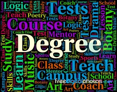 Degree Word Shows Graduate Words And Graduation Stock Image