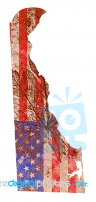 Delaware State Map Flag Pattern Stock Image