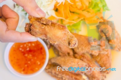 Delicious Deep Fried Chicken Wings Stock Photo