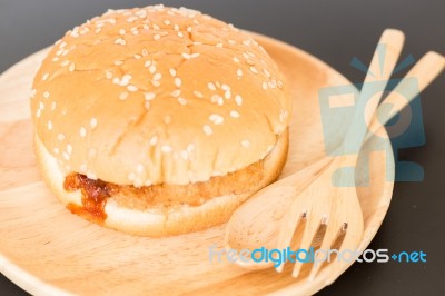 Delicious Deep Fried Pork Burger Stock Photo