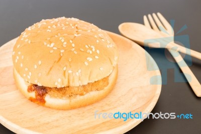 Delicious Deep Fried Pork Burger Stock Photo